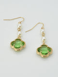 CE3197 Clover With Pearls Dangle Earrings - MiMi Wholesale