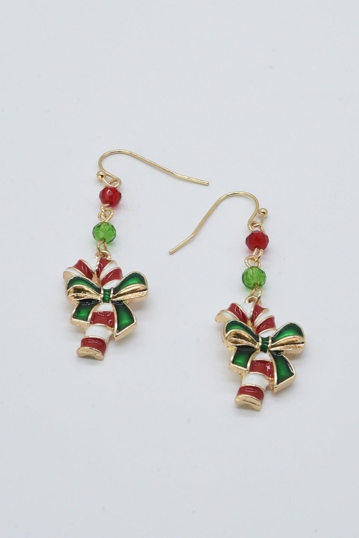 CE3202 Christmas Candy Cane Dangle Earrings - MiMi Wholesale