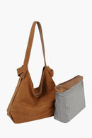 CJF116 Real Genuine Suede 2 in 1 Hobo Bag With Pouch - MiMi Wholesale