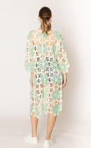 CLC410085 Violet Flower Crochet Kimono - MiMi Wholesale