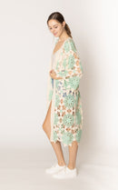 CLC410085 Violet Flower Crochet Kimono - MiMi Wholesale
