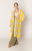 CLC410085 Violet Flower Crochet Kimono - MiMi Wholesale