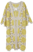 CLC410085 Violet Flower Crochet Kimono - MiMi Wholesale