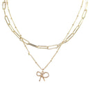 CN1001 Layered Chain Ribbon Necklace - MiMi Wholesale