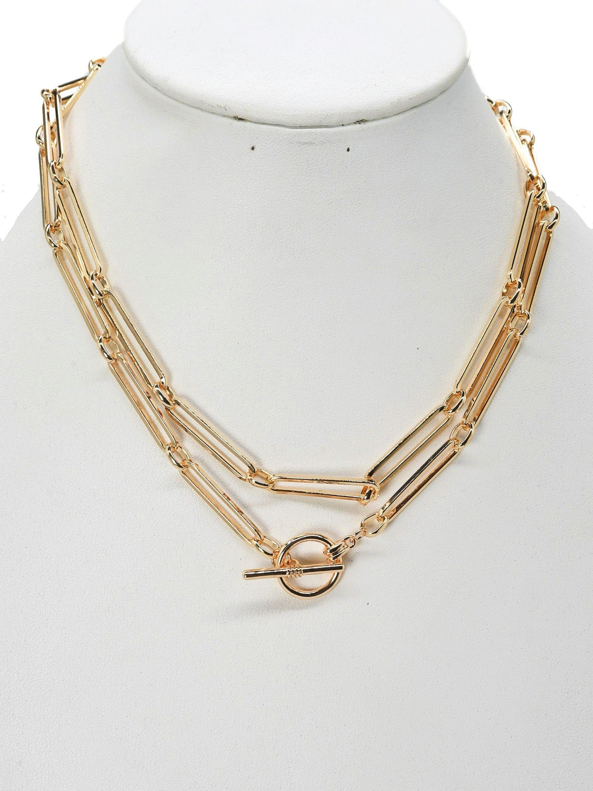 CN4257 Long Oval Chain Toggle Necklace - MiMi Wholesale