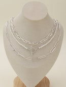 CN4261 Multi Pearl Toggle Chain Necklace Set - MiMi Wholesale