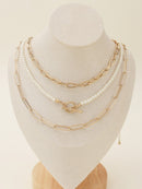 CN4261 Multi Pearl Toggle Chain Necklace Set - MiMi Wholesale
