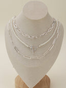 CN4261 Multi Pearl Toggle Chain Necklace Set - MiMi Wholesale