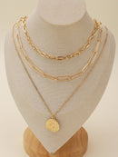 CN4262 Multi Layer Chain Necklace Set With Pendant - MiMi Wholesale