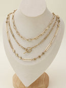 CN4263 Oval Link Layered Necklace Set - MiMi Wholesale