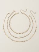 CN4263 Oval Link Layered Necklace Set - MiMi Wholesale