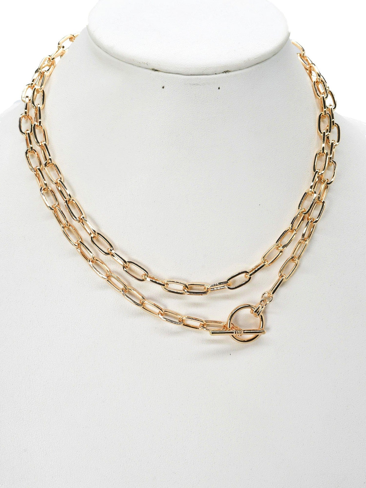 CN4276 Small Oval Chain Toggle Necklace - MiMi Wholesale