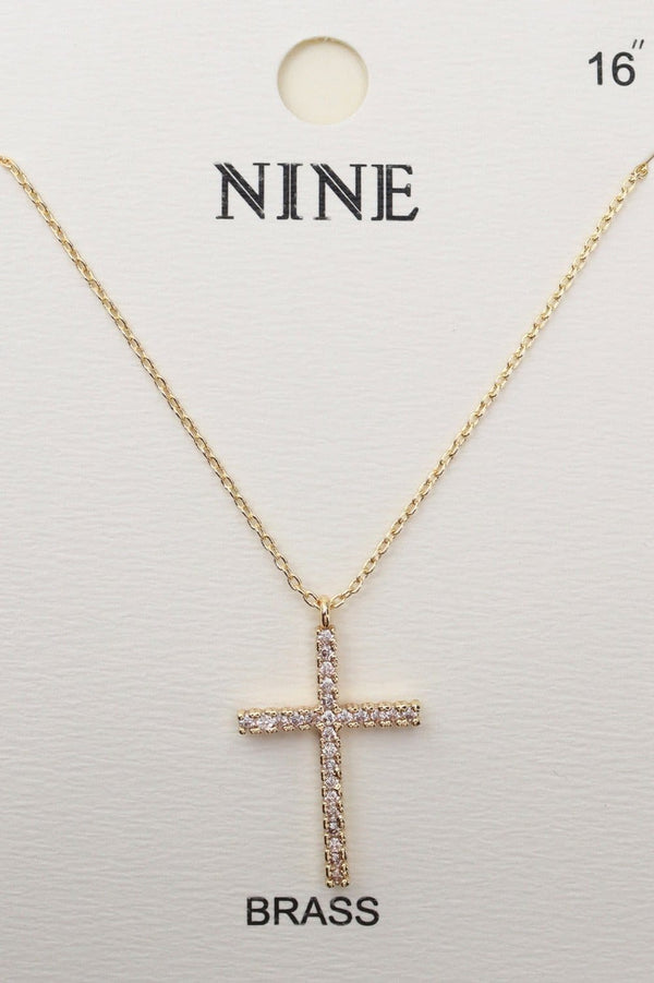 CN4318 CZ Cross Pendant Necklace - MiMi Wholesale