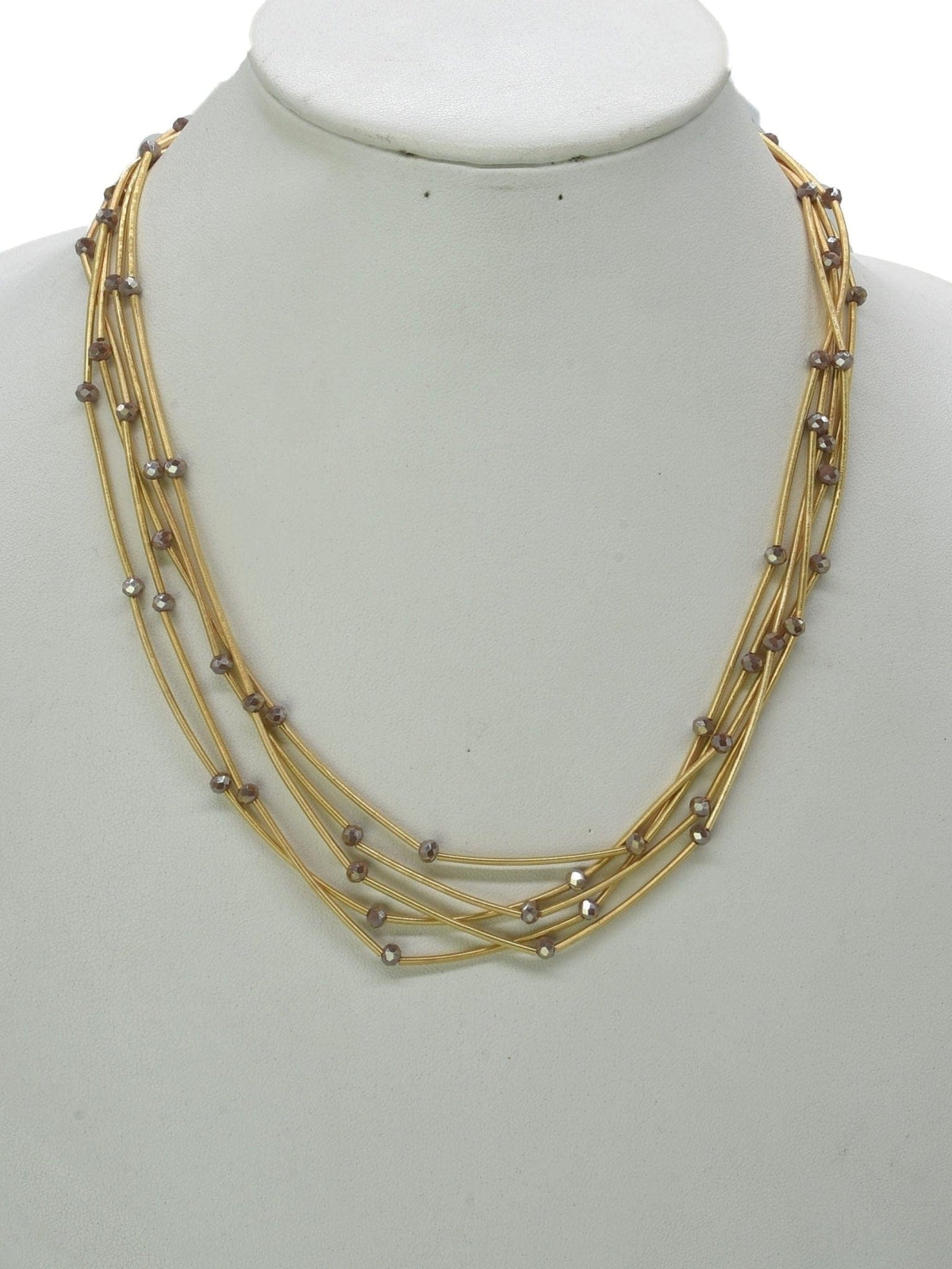 CN4325 Glass Bead Multi Strand Necklace - MiMi Wholesale