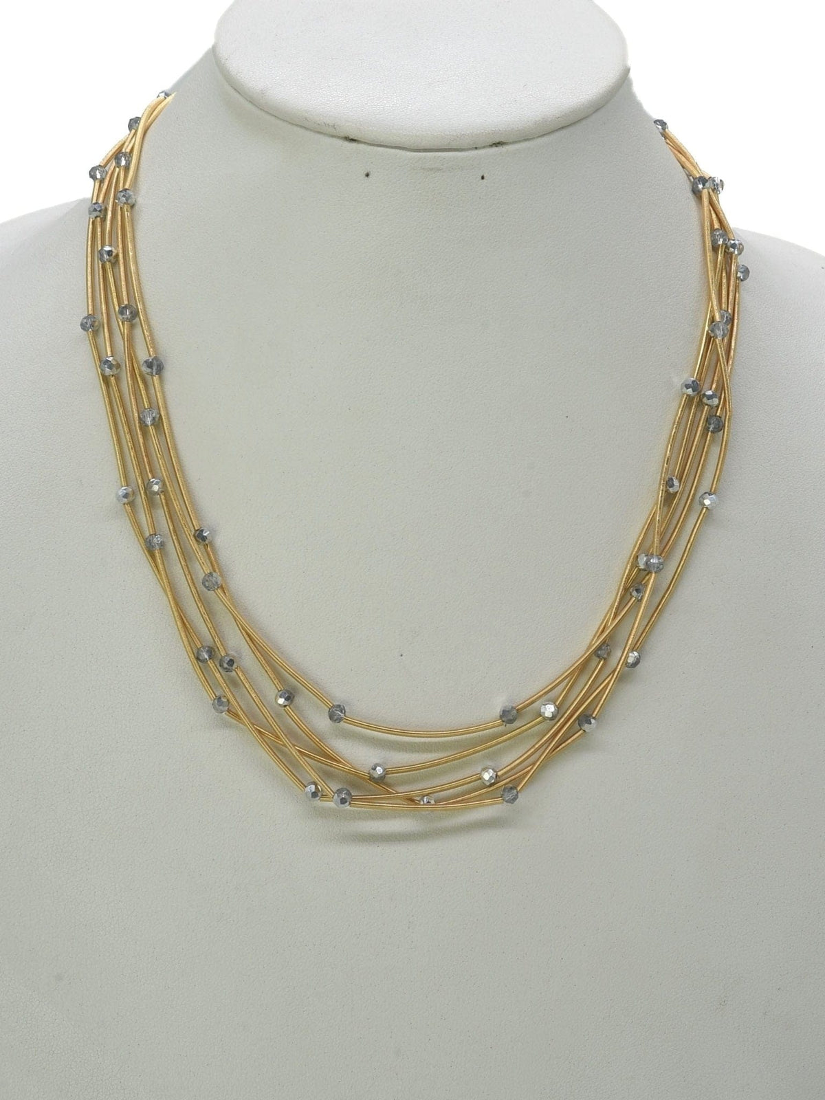 CN4325 Glass Bead Multi Strand Necklace - MiMi Wholesale