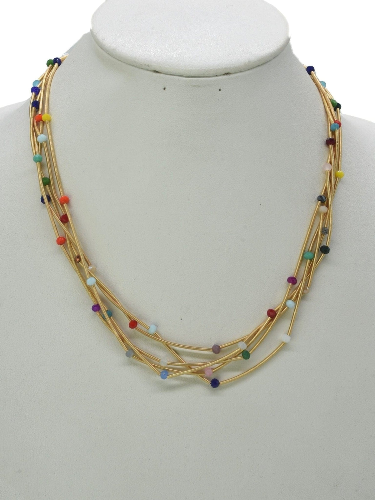 CN4325 Glass Bead Multi Strand Necklace - MiMi Wholesale