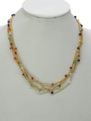 CN4325 Glass Bead Multi Strand Necklace - MiMi Wholesale