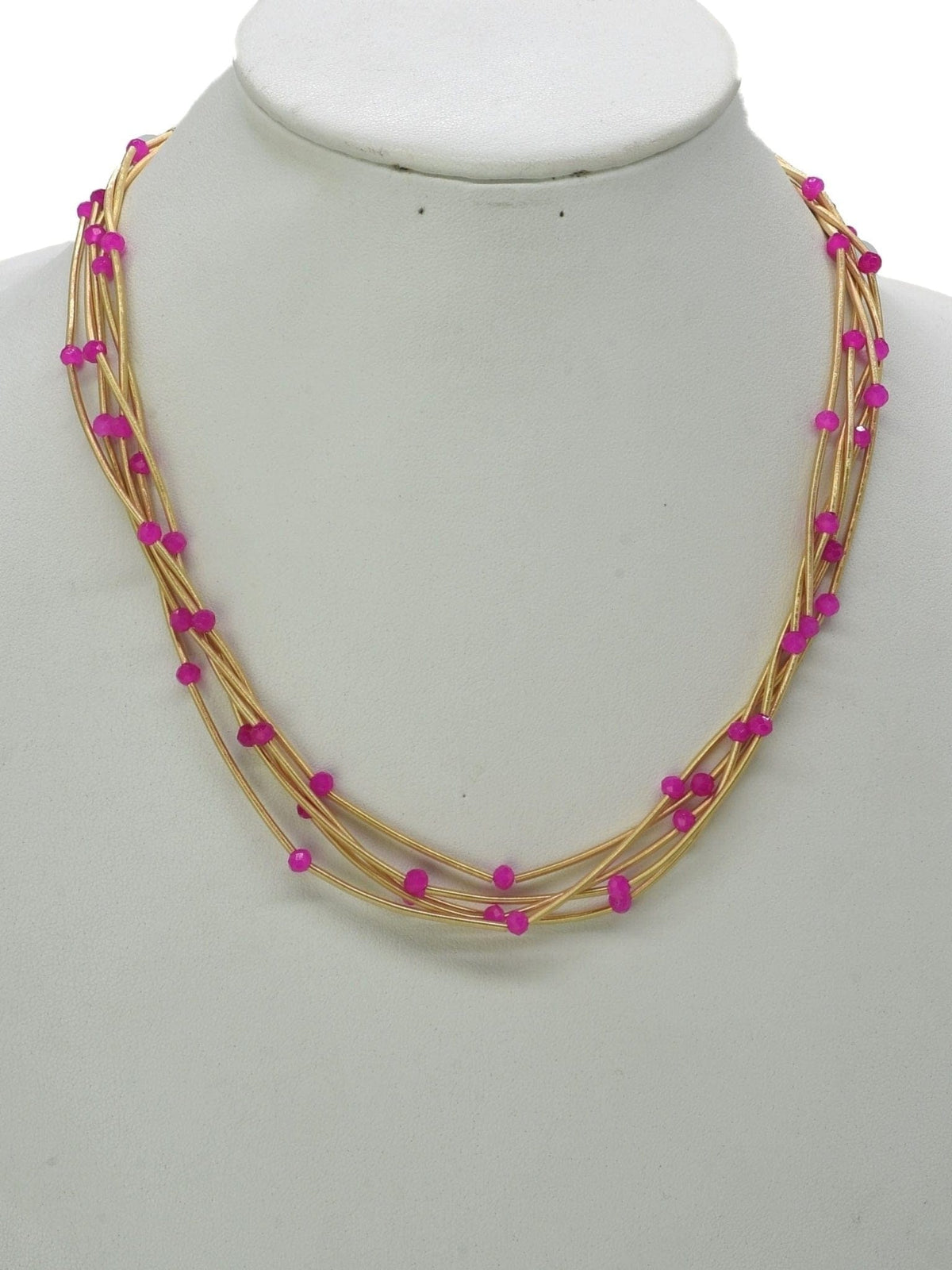 CN4325 Glass Bead Multi Strand Necklace - MiMi Wholesale