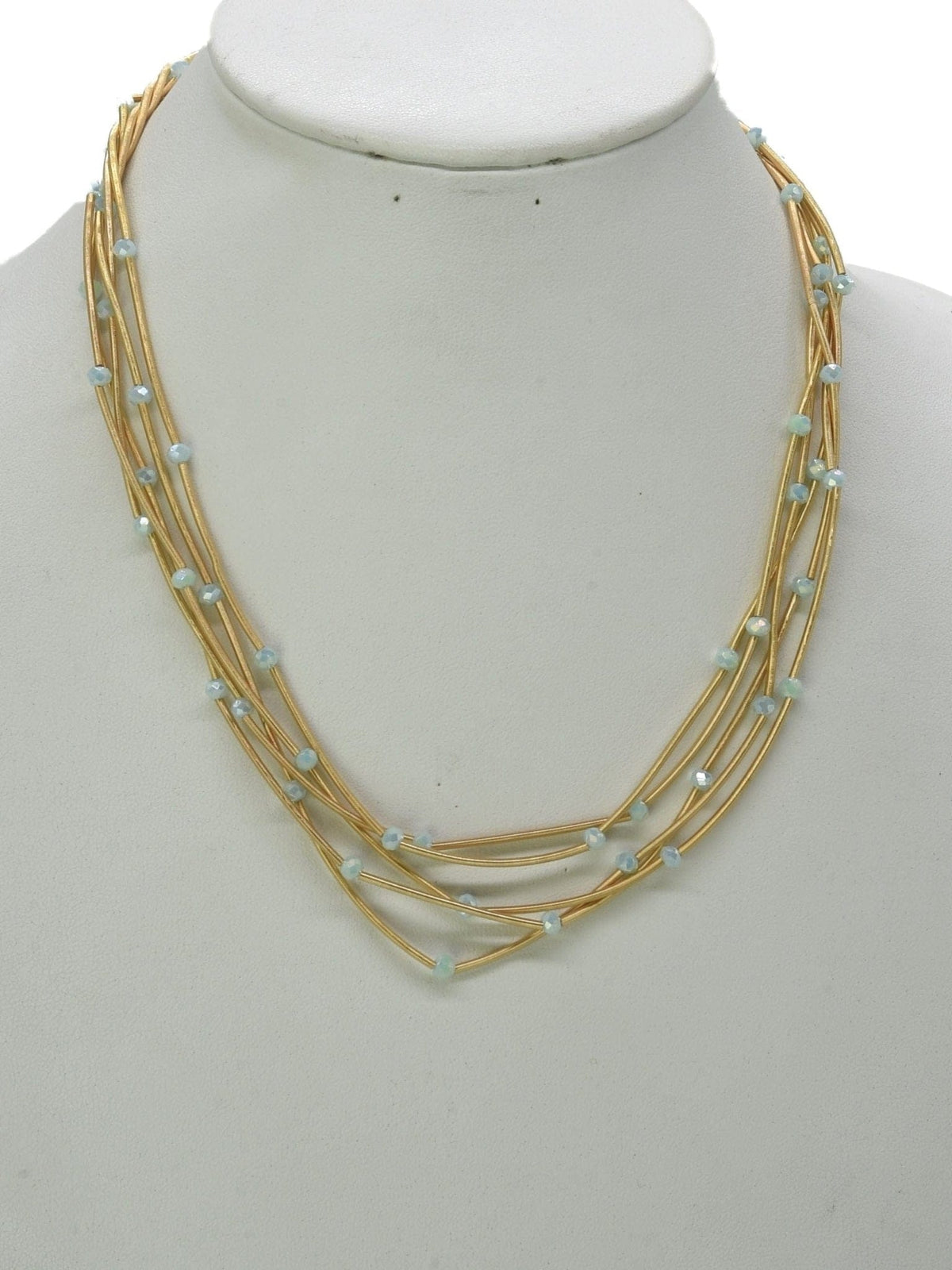 CN4325 Glass Bead Multi Strand Necklace - MiMi Wholesale