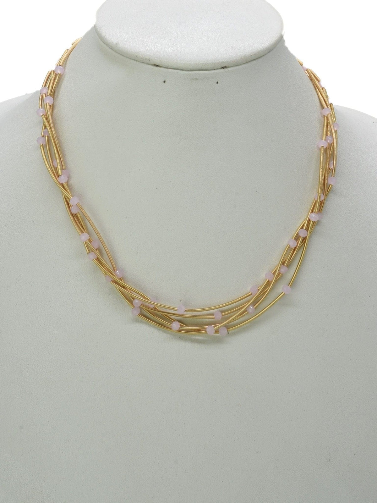 CN4325 Glass Bead Multi Strand Necklace - MiMi Wholesale