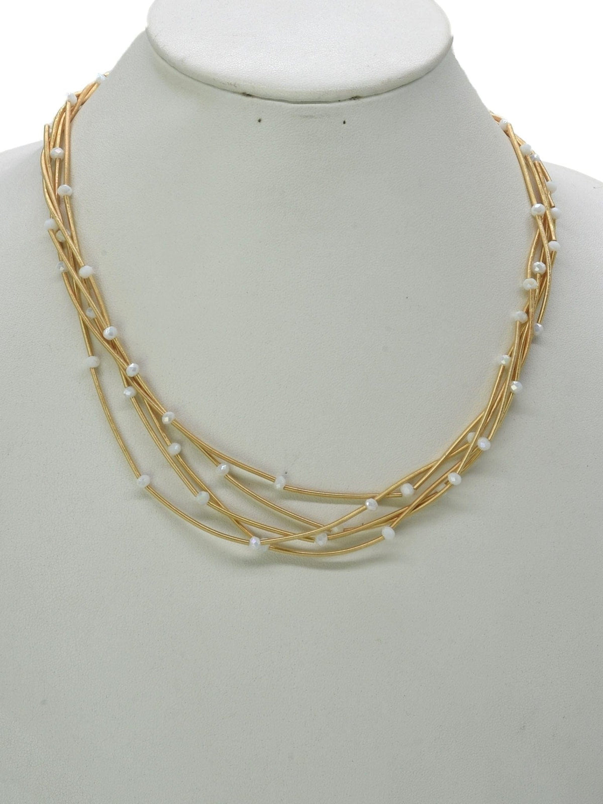 CN4325 Glass Bead Multi Strand Necklace - MiMi Wholesale