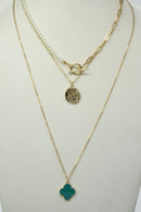 CN4335 3 Piece Clover Pendant Necklace Set - MiMi Wholesale