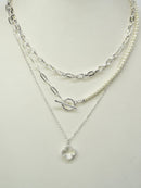 CN4337 Mia 3 Piece Crystal Clover Pendant Necklace Set - MiMi Wholesale