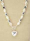 CN4359 CCB Pearl Necklace With Puffy Heart - MiMi Wholesale