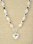 CN4359 CCB Pearl Necklace With Puffy Heart - MiMi Wholesale