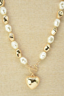 CN4359 CCB Pearl Necklace With Puffy Heart - MiMi Wholesale