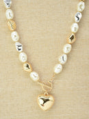CN4359 CCB Pearl Necklace With Puffy Heart - MiMi Wholesale