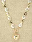 CN4360 CCB Pearl Bead Necklace With Puffy Heart - MiMi Wholesale