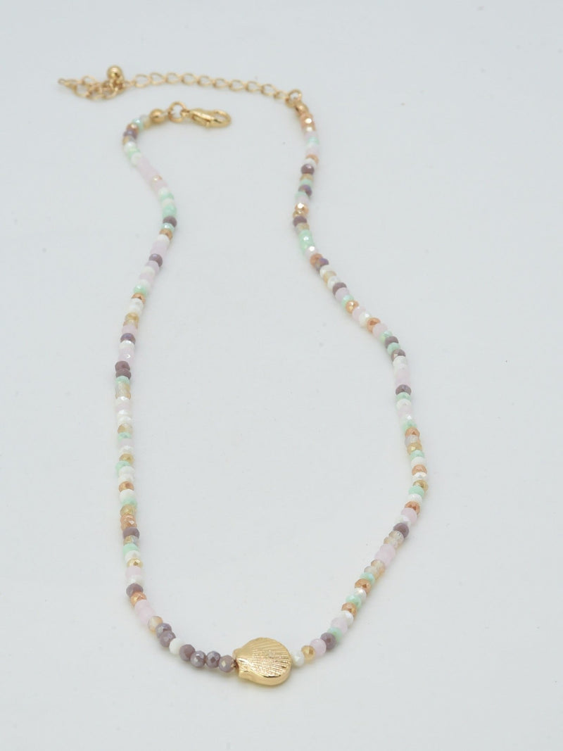 CN4372 Beaded Shell Pendant Necklace - MiMi Wholesale