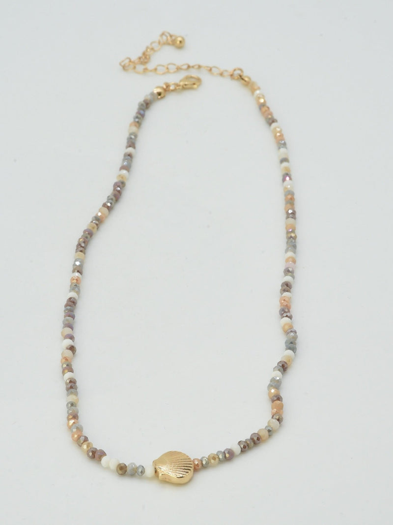 CN4372 Beaded Shell Pendant Necklace - MiMi Wholesale