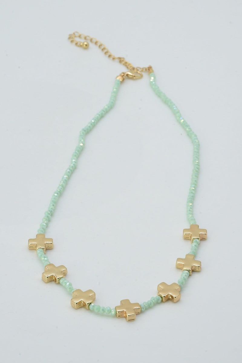 CN4380 Beaded Cross Pendants Necklace - MiMi Wholesale