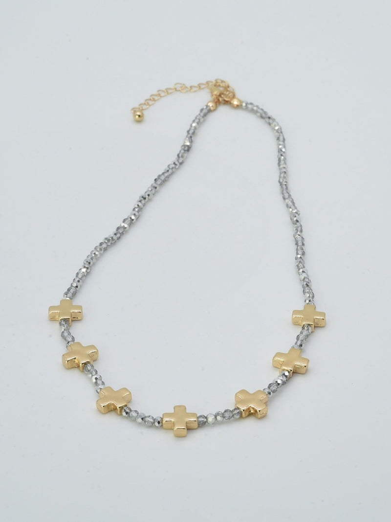 CN4380 Beaded Cross Pendants Necklace - MiMi Wholesale
