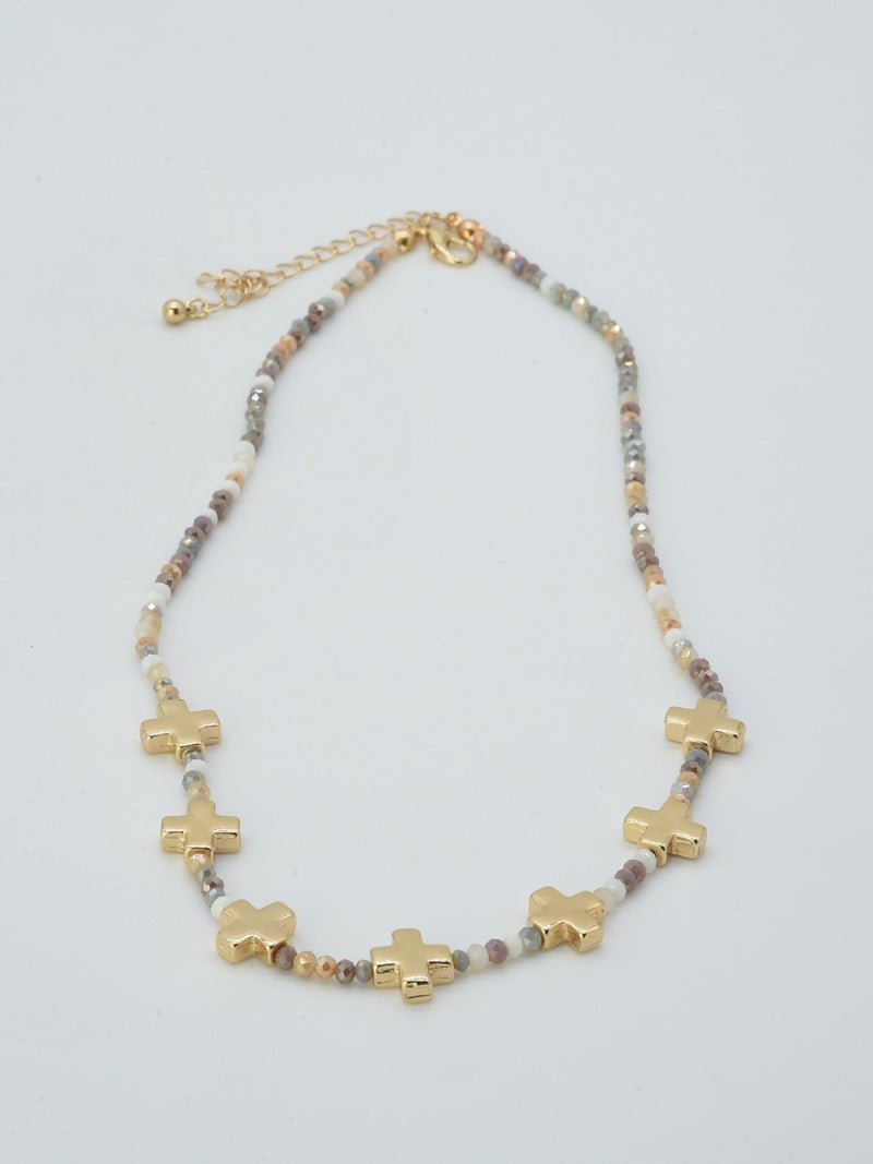 CN4380 Beaded Cross Pendants Necklace - MiMi Wholesale
