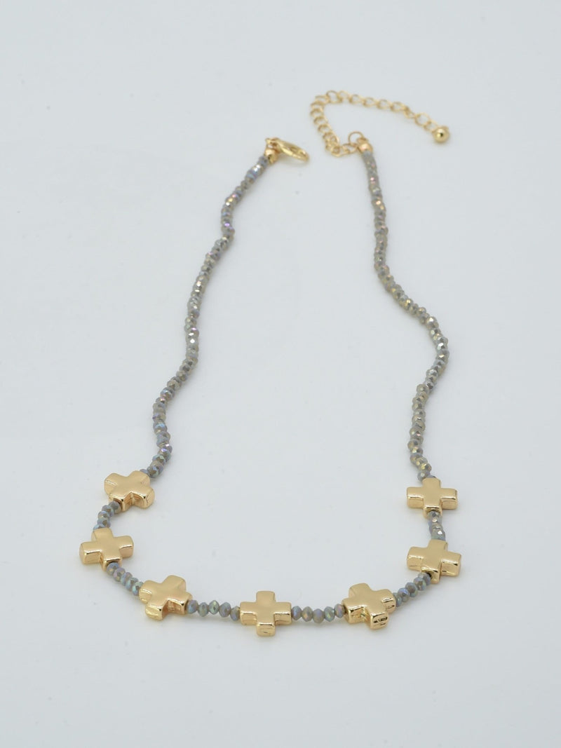 CN4380 Beaded Cross Pendants Necklace - MiMi Wholesale