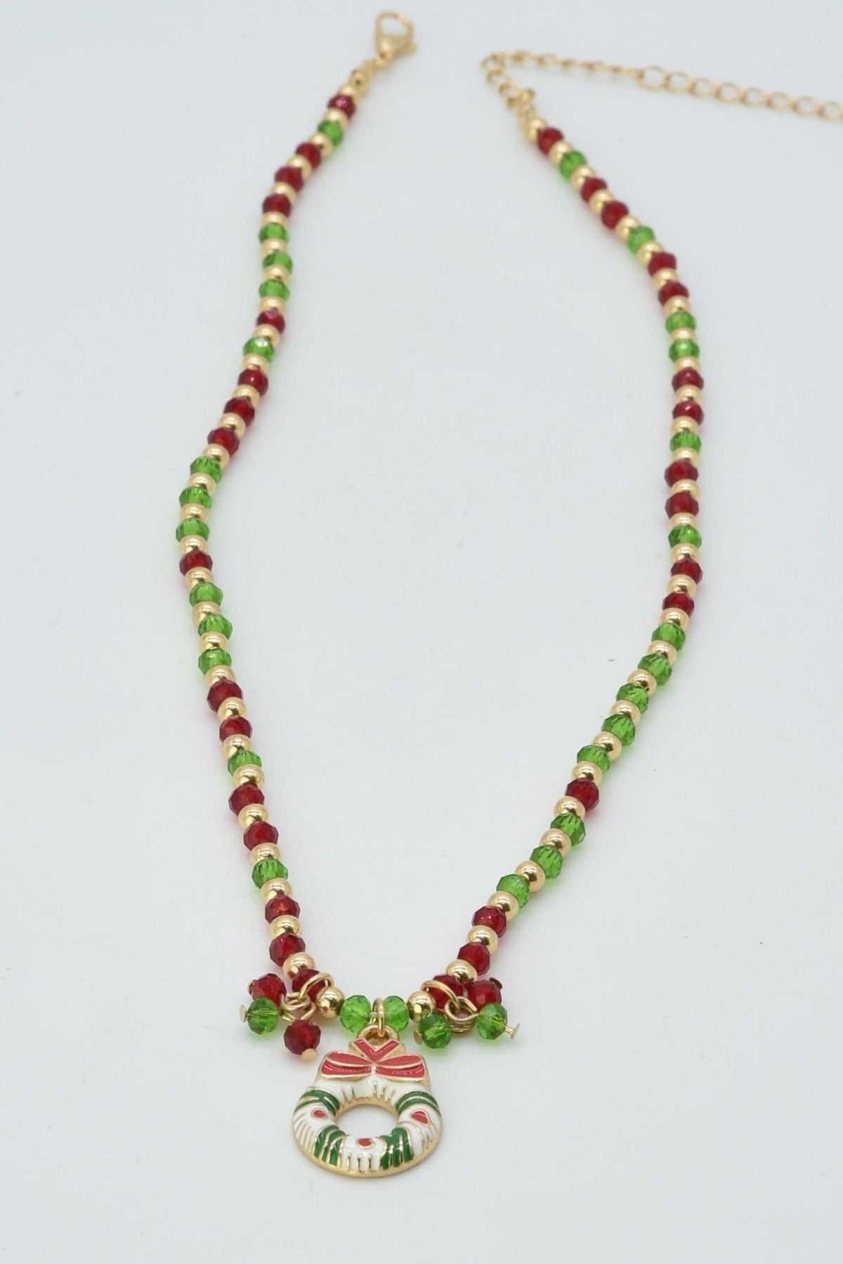 CN4392 Christmas Wreath Pendant Necklace - MiMi Wholesale