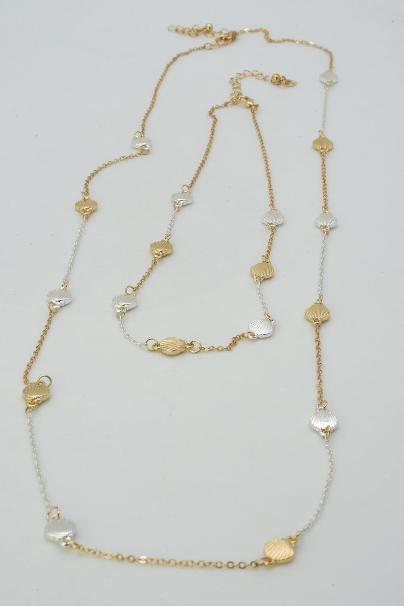 CN4395 2 Piece Shell Station Long Necklace - MiMi Wholesale