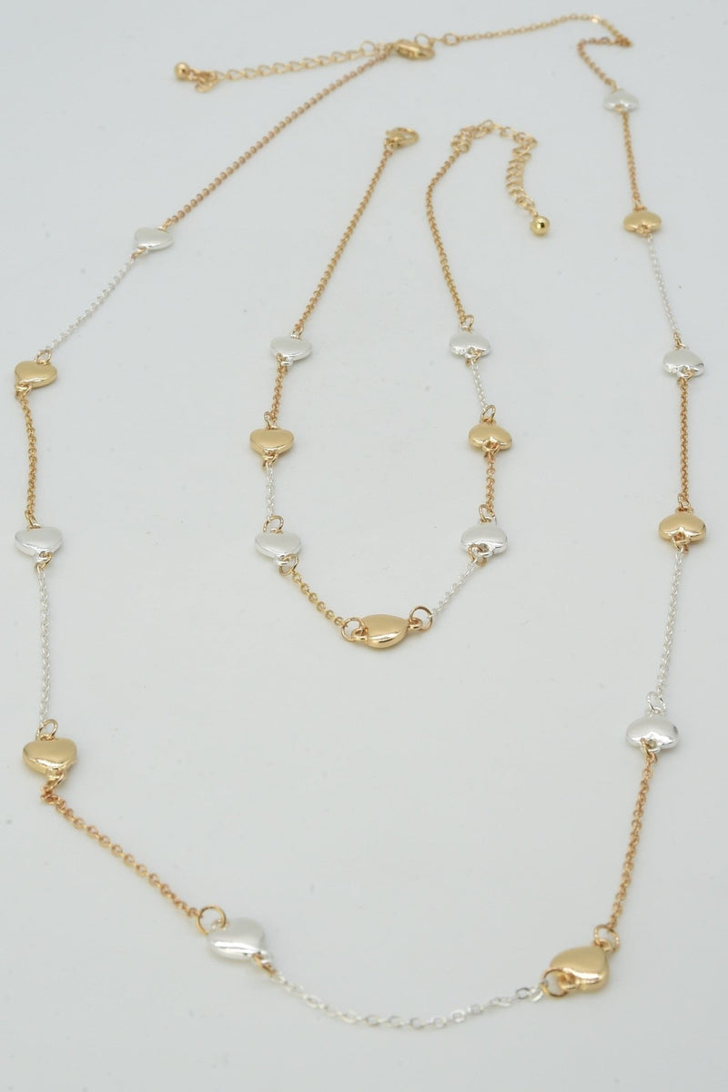 CN4396 Heart Station 2 Piece Long Necklace - MiMi Wholesale