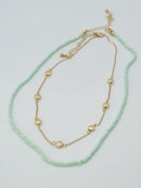 CN4404 2 Piece Chain and Glass Bead Necklace - MiMi Wholesale