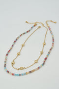 CN4404 2 Piece Chain and Glass Bead Necklace - MiMi Wholesale
