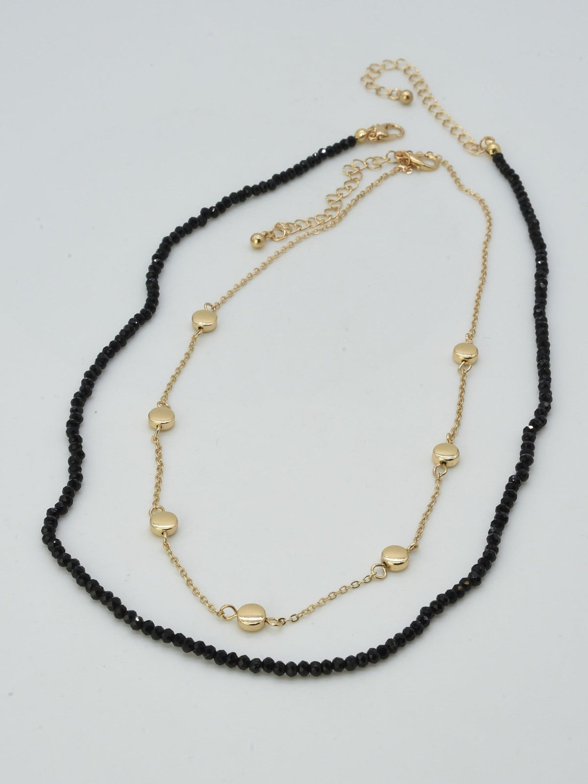 CN4404 2 Piece Chain and Glass Bead Necklace - MiMi Wholesale