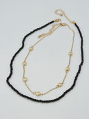 CN4404 2 Piece Chain and Glass Bead Necklace - MiMi Wholesale