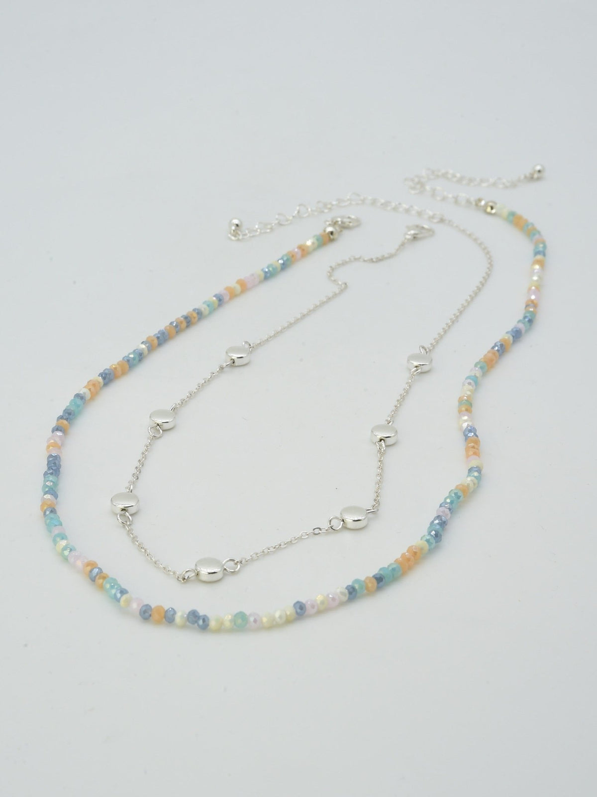 CN4404 2 Piece Chain and Glass Bead Necklace - MiMi Wholesale