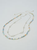 CN4404 2 Piece Chain and Glass Bead Necklace - MiMi Wholesale