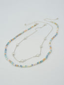 CN4404 2 Piece Chain and Glass Bead Necklace - MiMi Wholesale