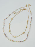 CN4404 2 Piece Chain and Glass Bead Necklace - MiMi Wholesale