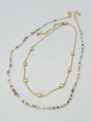 CN4404 2 Piece Chain and Glass Bead Necklace - MiMi Wholesale